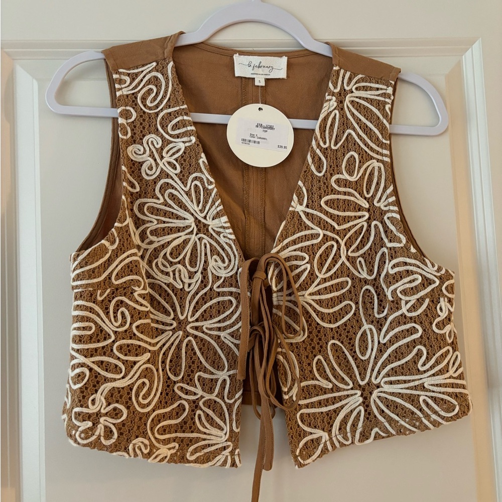 NWT Boutique Embroidered Vest